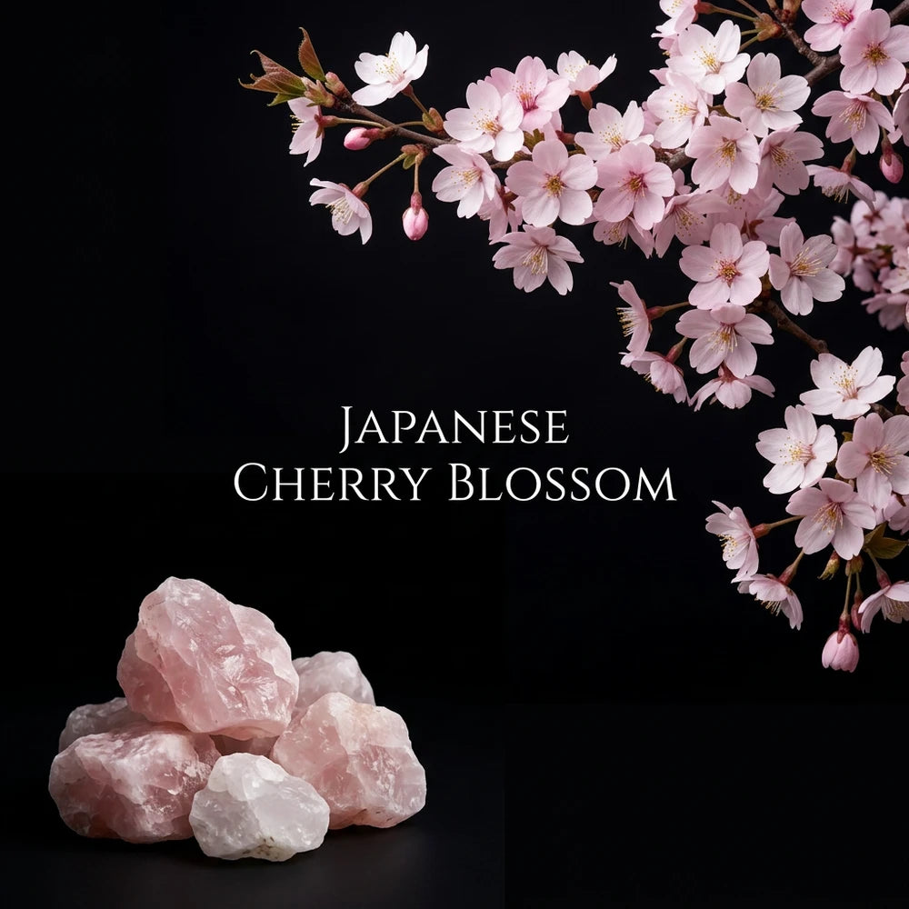 Rose Quartz Gemstone Body Oil — Cherry Blossom Shimmer Oil for Love & Self-Care